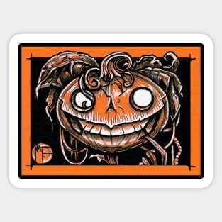 Smiling Jack O Lantern Man - Black Outlined Version Sticker